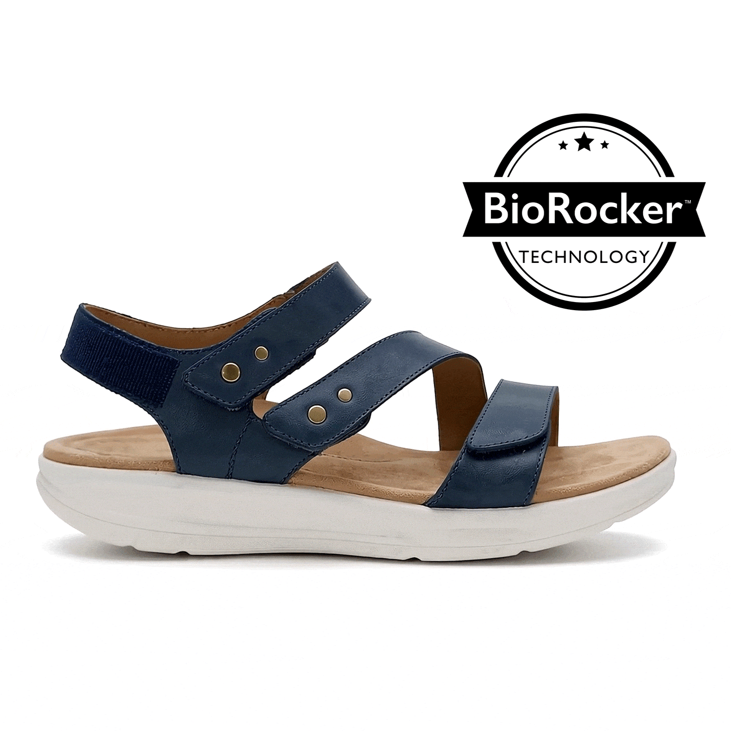 savannah sandal rocking back and forth to show biorocker technology
