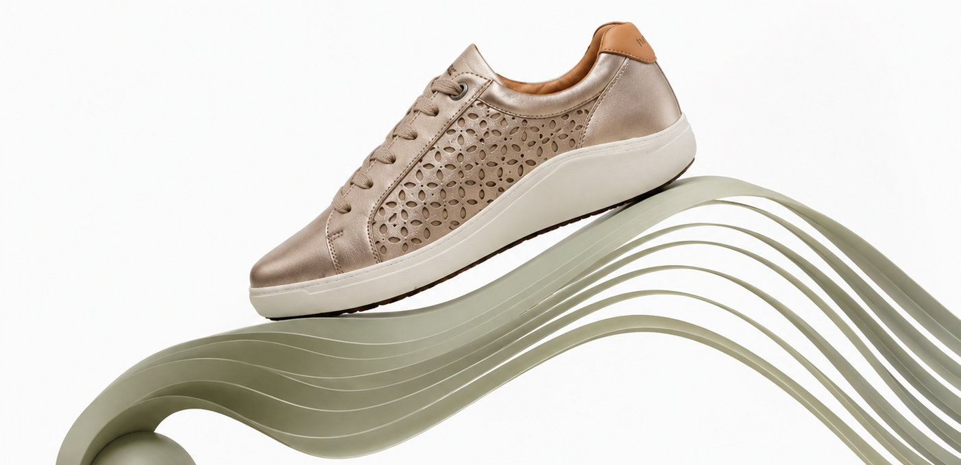 Beige sneaker on a white background