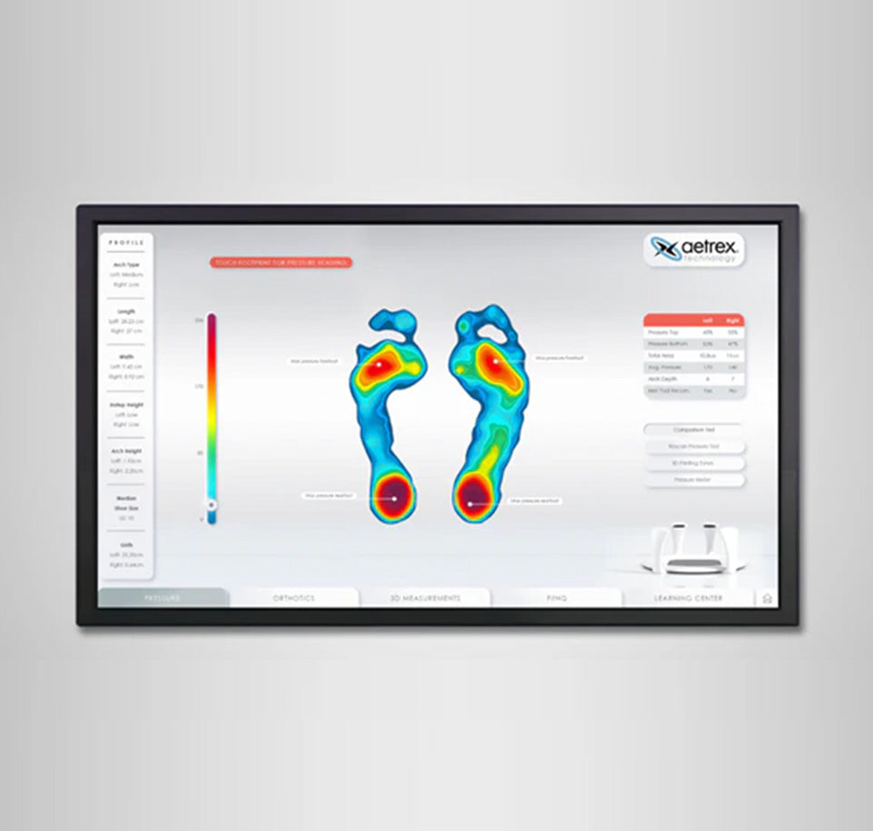 Albert UI screen of pressure mapping under foot