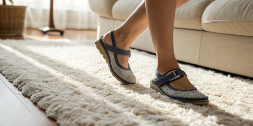 Women's adjustable shoes with supportive straps for swollen feet.
