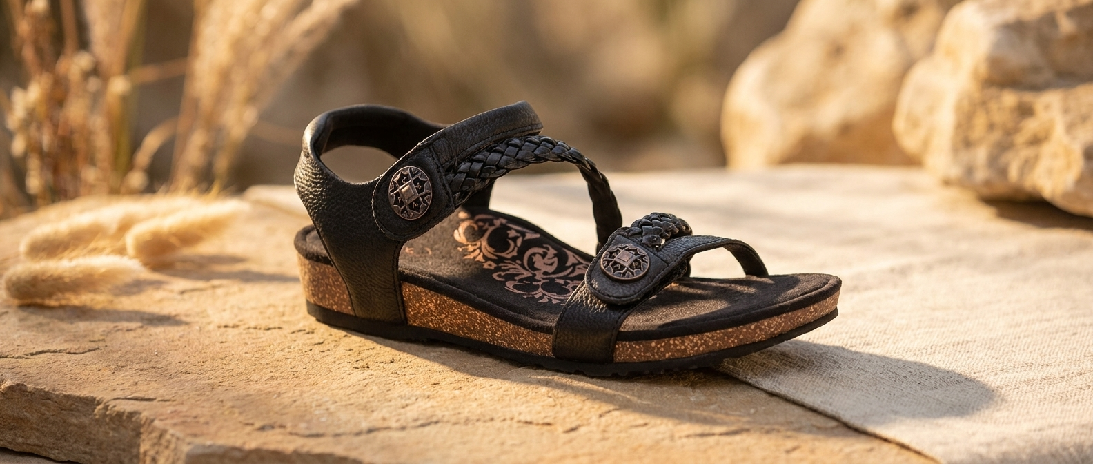 Aetrex Jillian braided leather sandal built to last