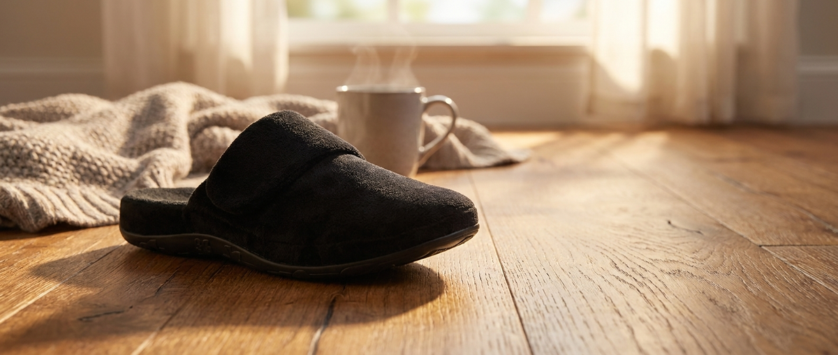 Aetrex Mandy closed-toe slipper with arch support and memory foam