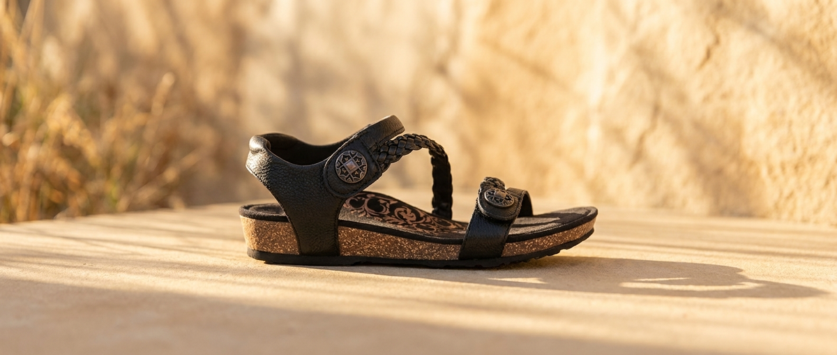 Aetrex Jillian braided leather arch-support summer sandal