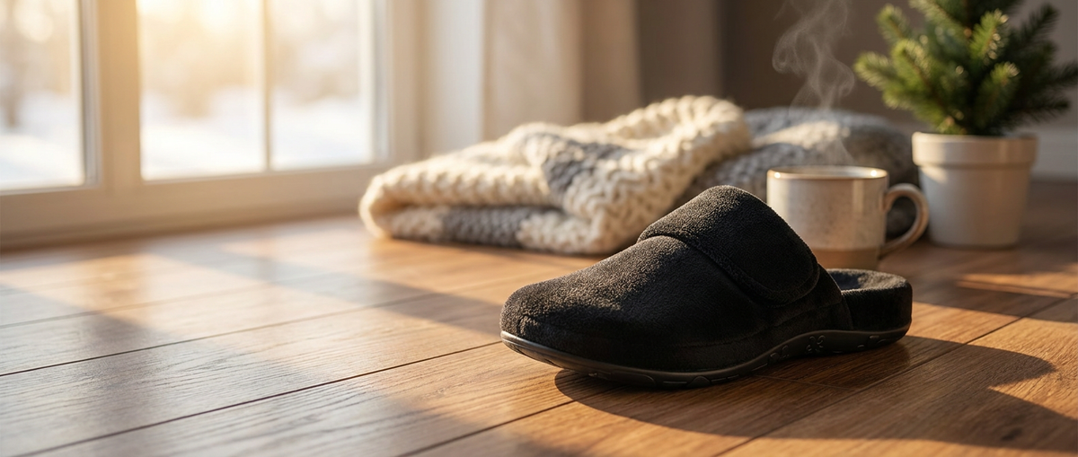 Aetrex Mandy arch-support slipper for cold-weather foot comfort