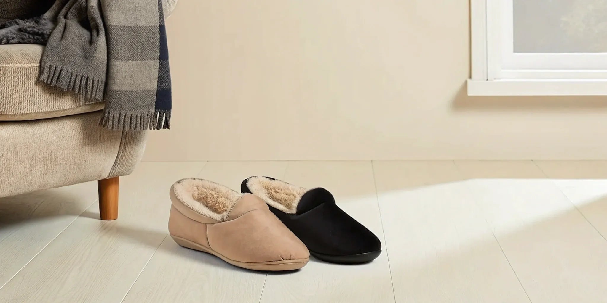 The best insoles for flat feet and overpronation inside a pair of cozy slippers.
