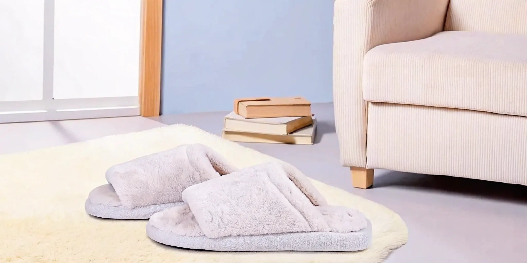 Plush women's slippers with arch support providing comfort and foot health.