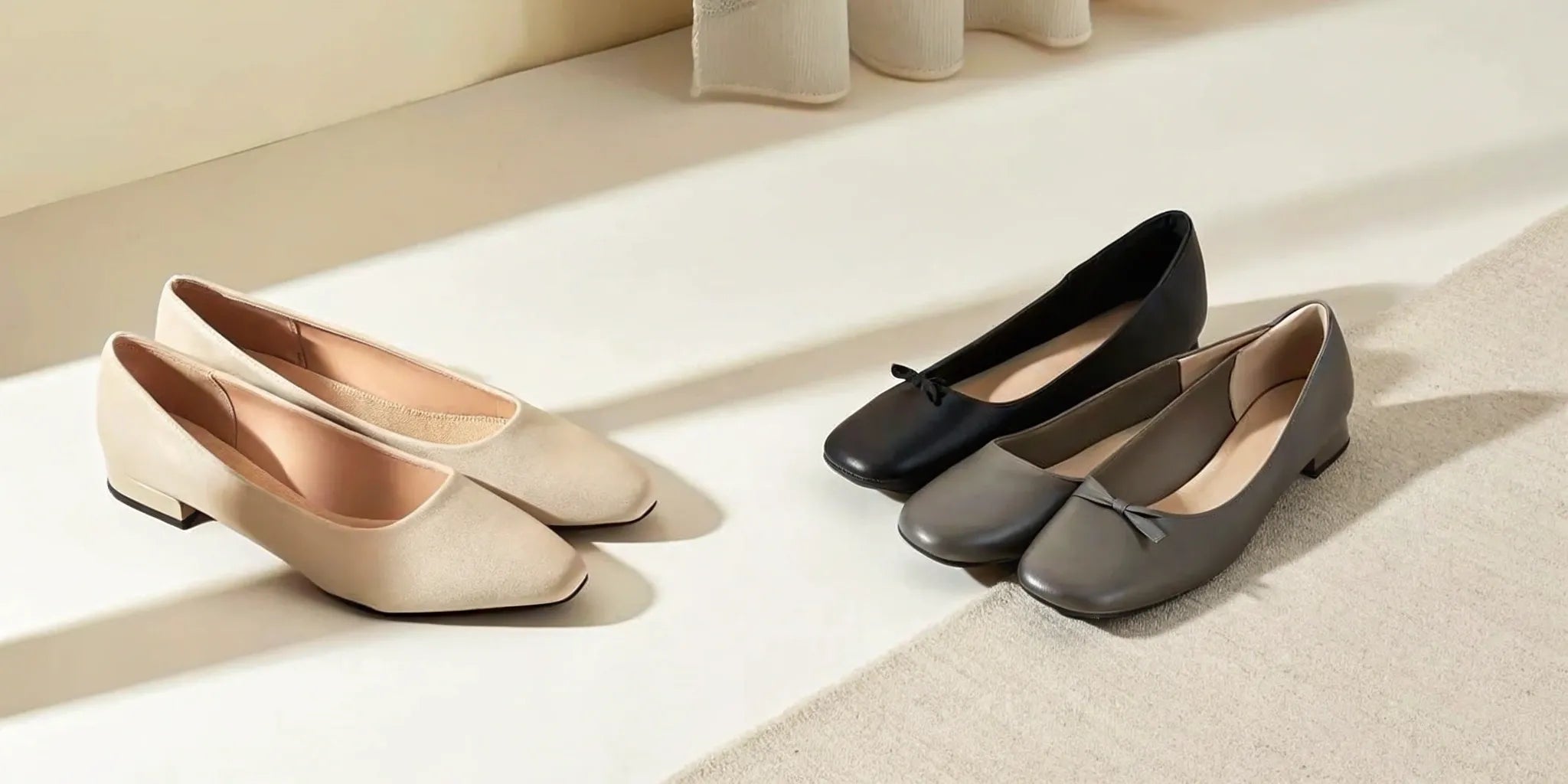 Women's dress shoes for bunions and hammertoes with roomy toe boxes and comfortable low heels.