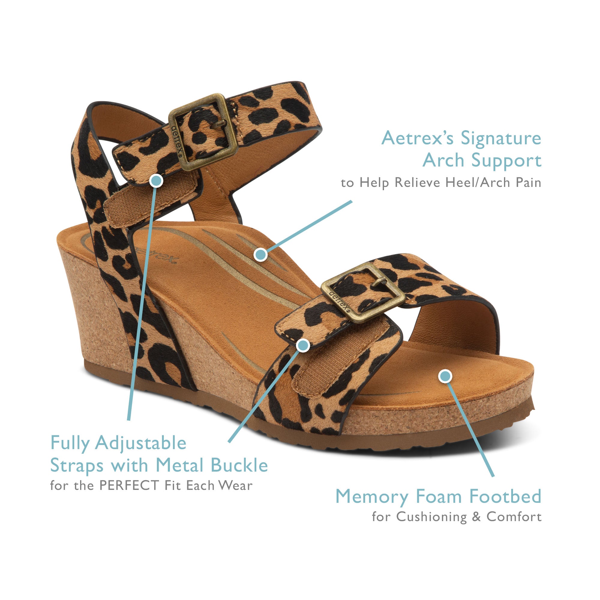 Lexa Quarter Strap Wedge - Walnut – aetrex