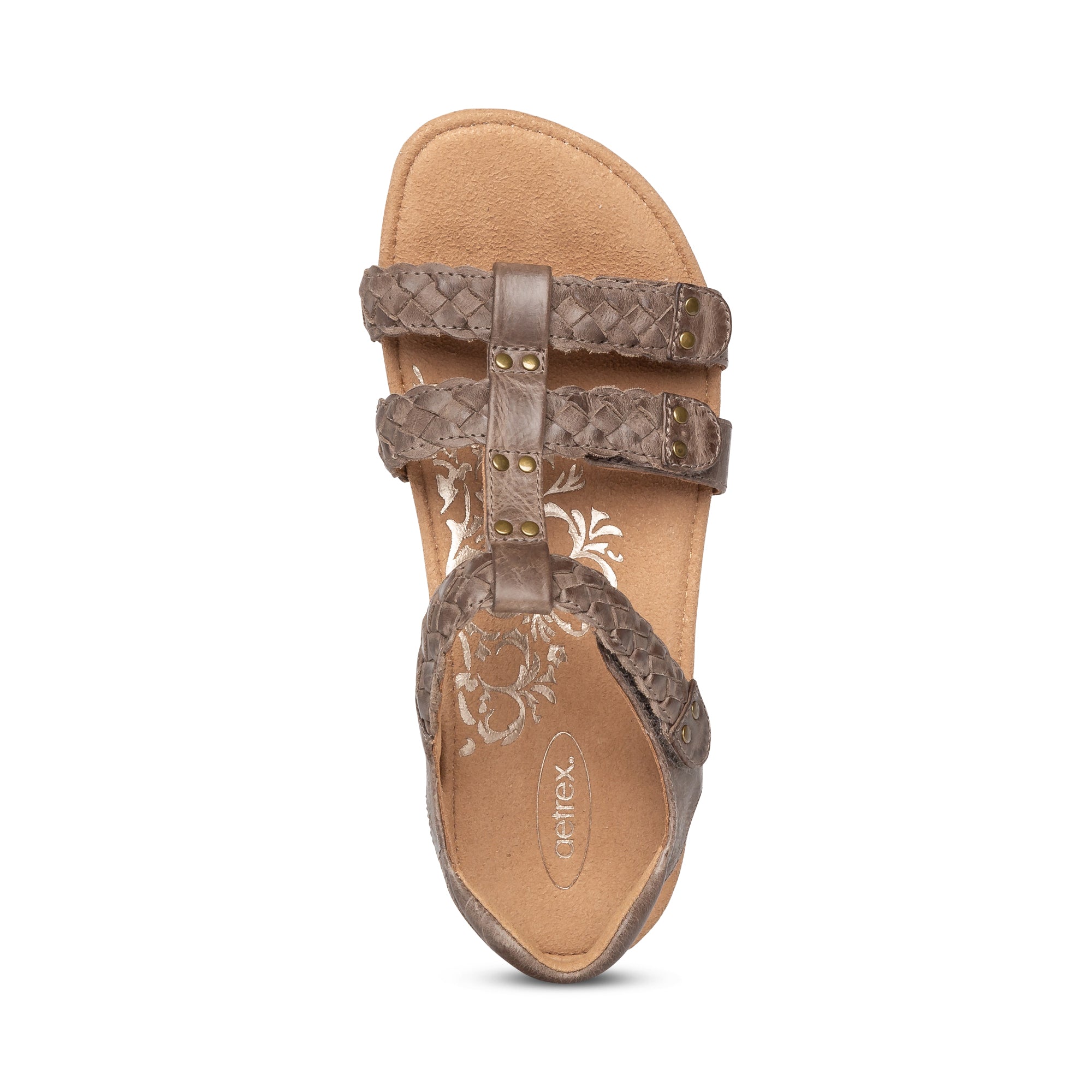Reese Adjustable Gladiator Sandal Top Angle #color_taupe