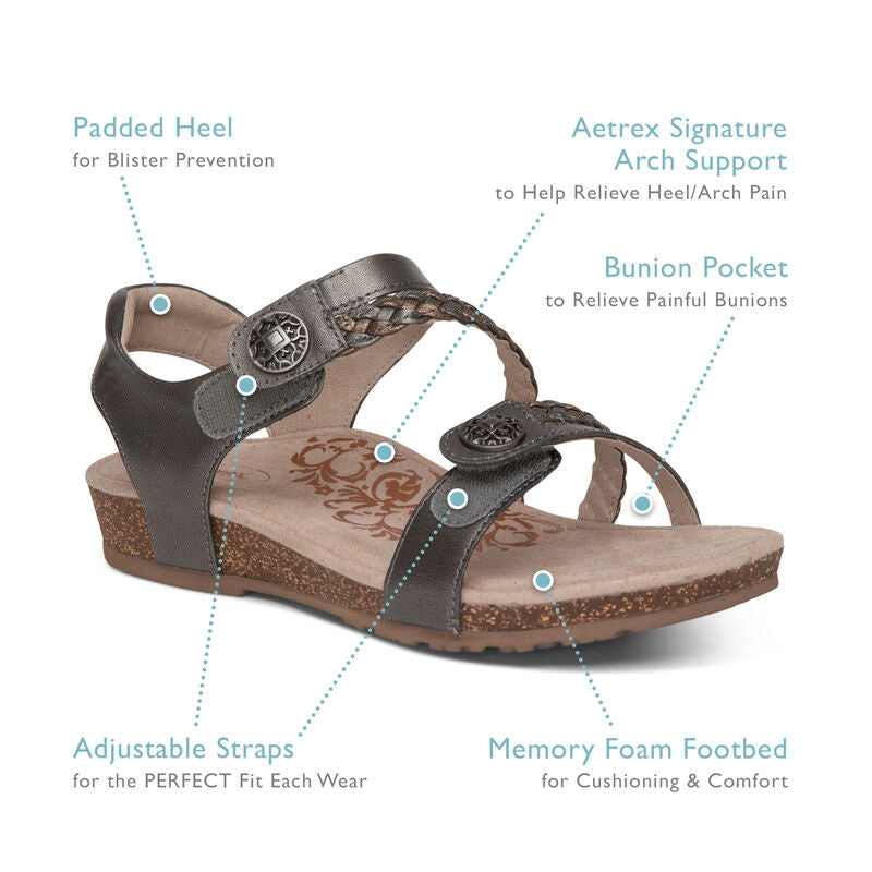 Jillian Braided Quarter Strap Sandal Features #color_bronze