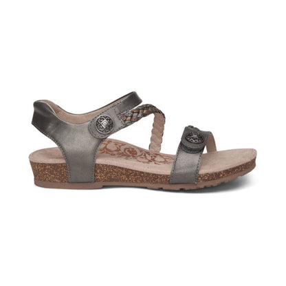 Jillian Braided Quarter Strap Sandal #color_gunmetal