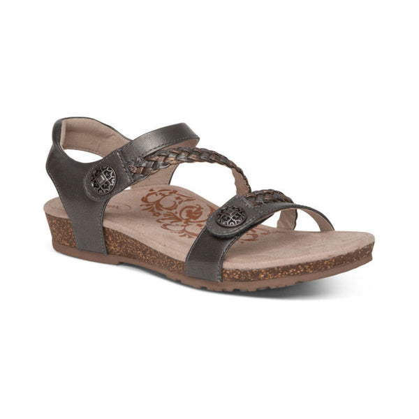 Jillian Braided Quarter Strap Sandal - Gunmetal – aetrex