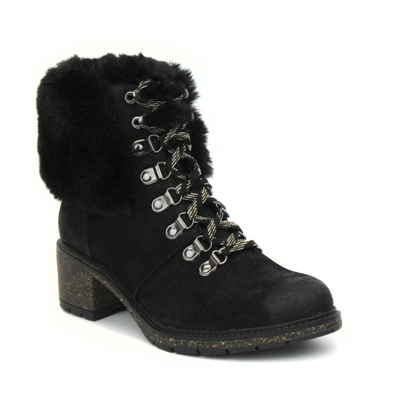 Brooklyn Fur Lace-Up Boots - Black