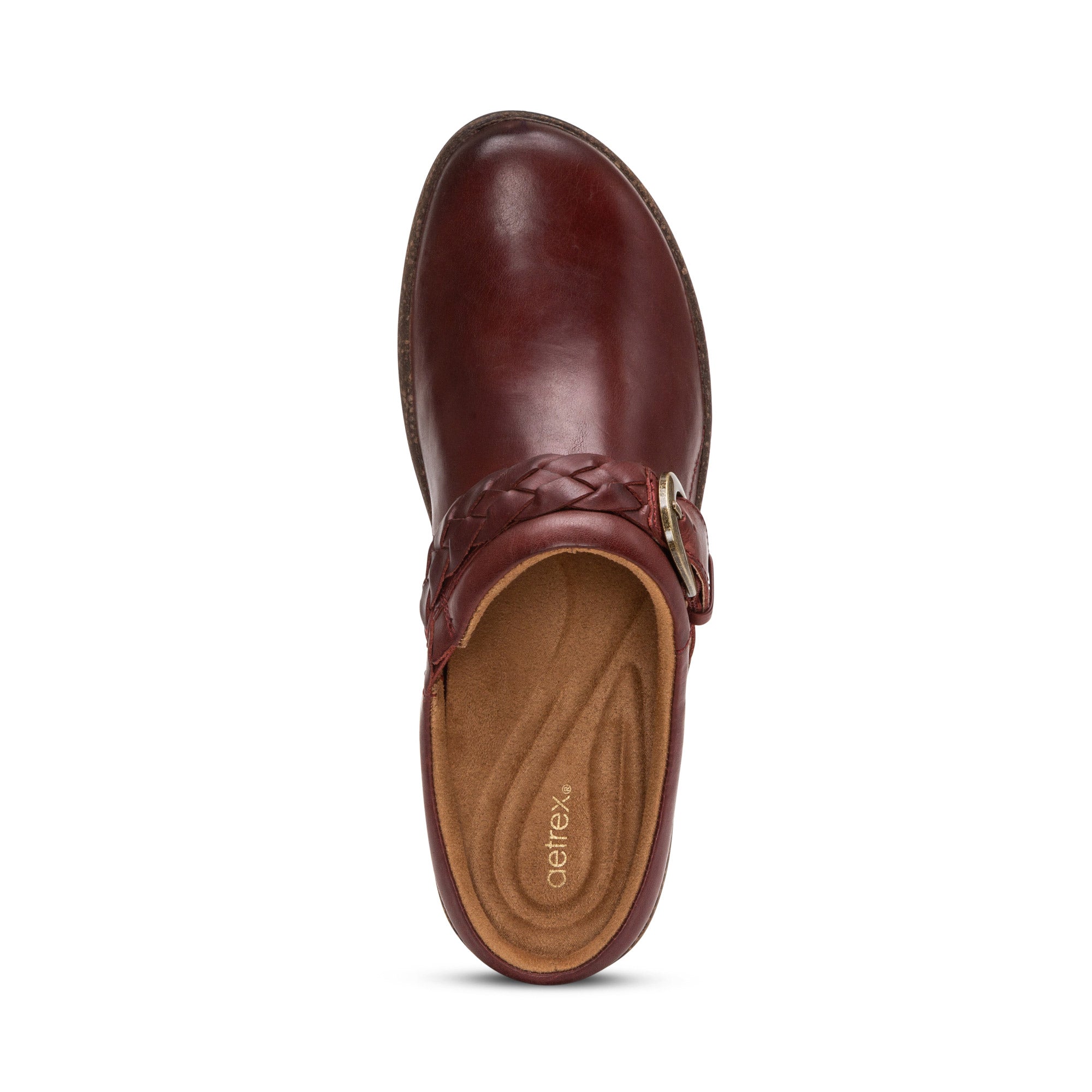 Libby Comfort Clog Top Angle #color_burgundy