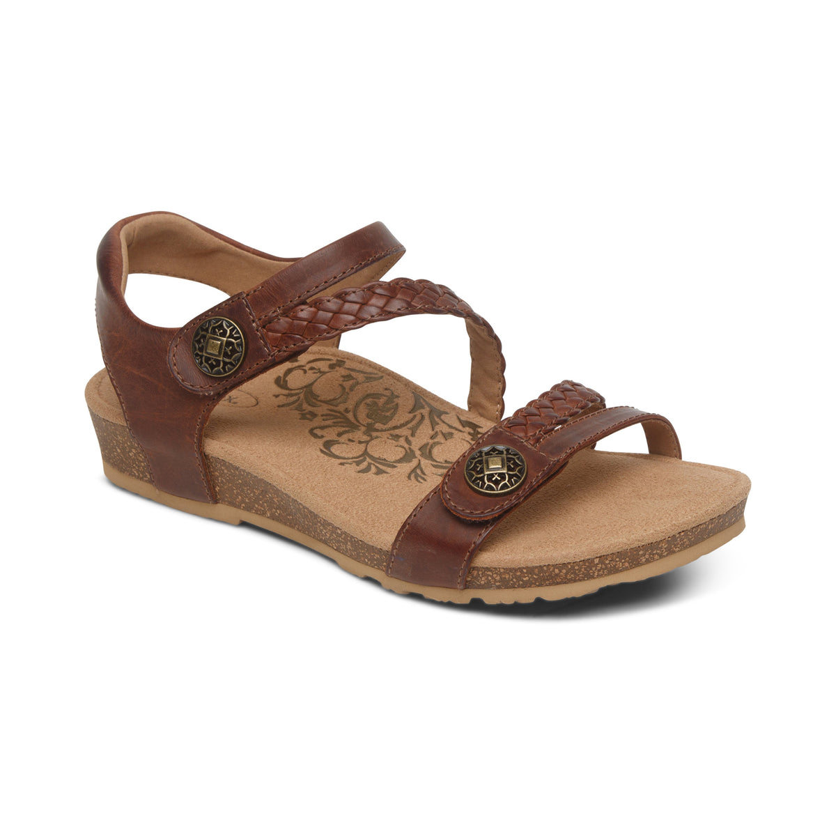 Jillian Braided Quarter Strap Sandal Walnut