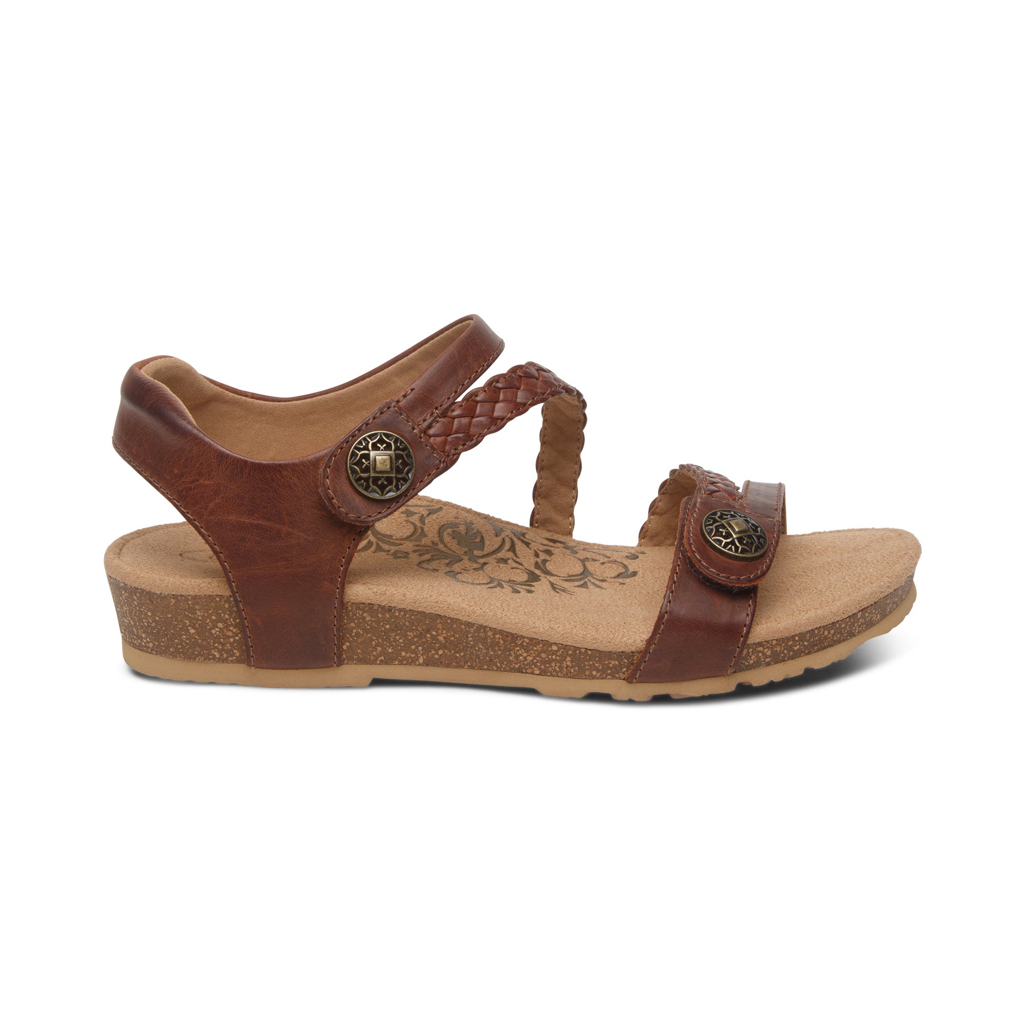 Jillian Braided Quarter Strap Sandal - Walnut – aetrex