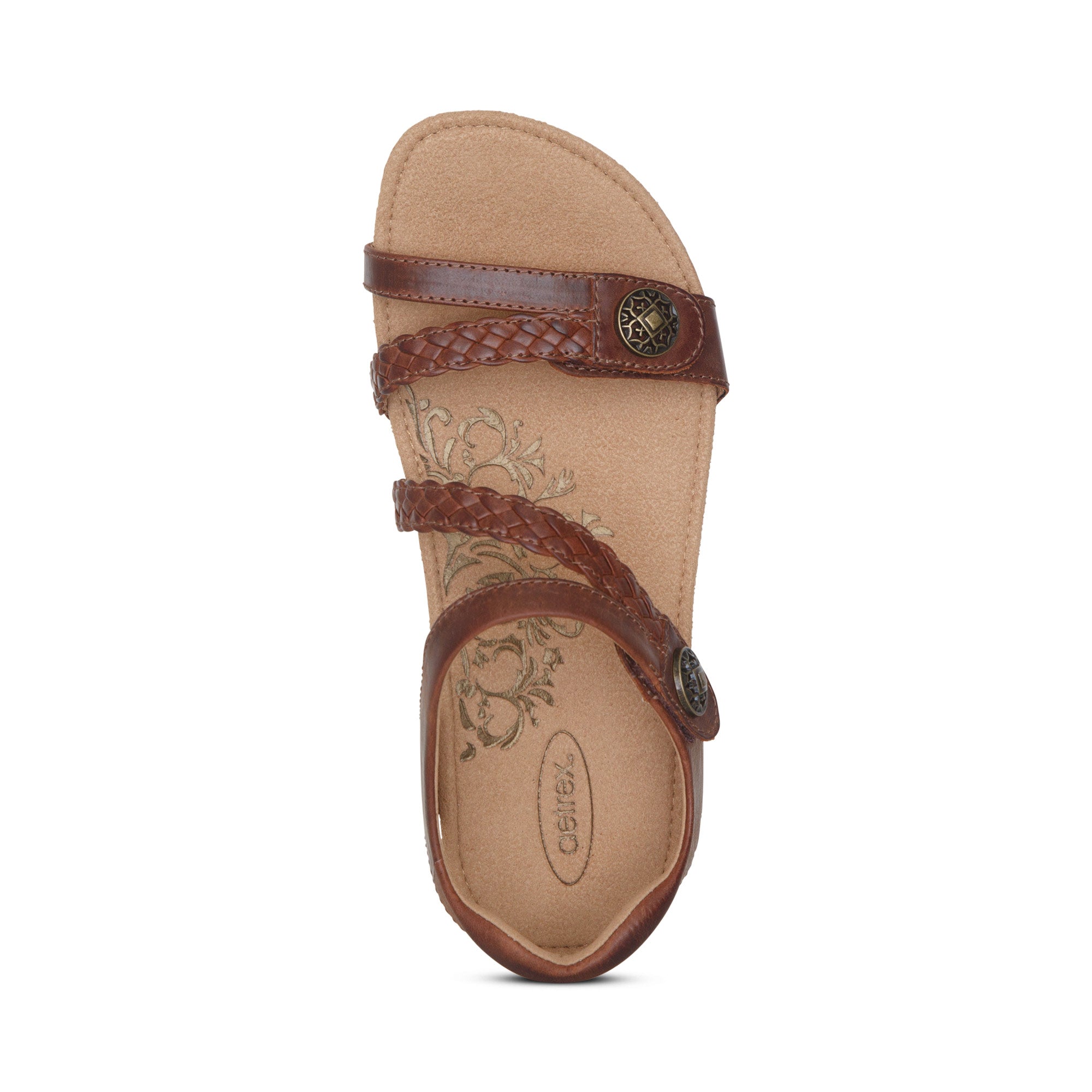 Jillian Braided Quarter Strap Sandal - Walnut – aetrex