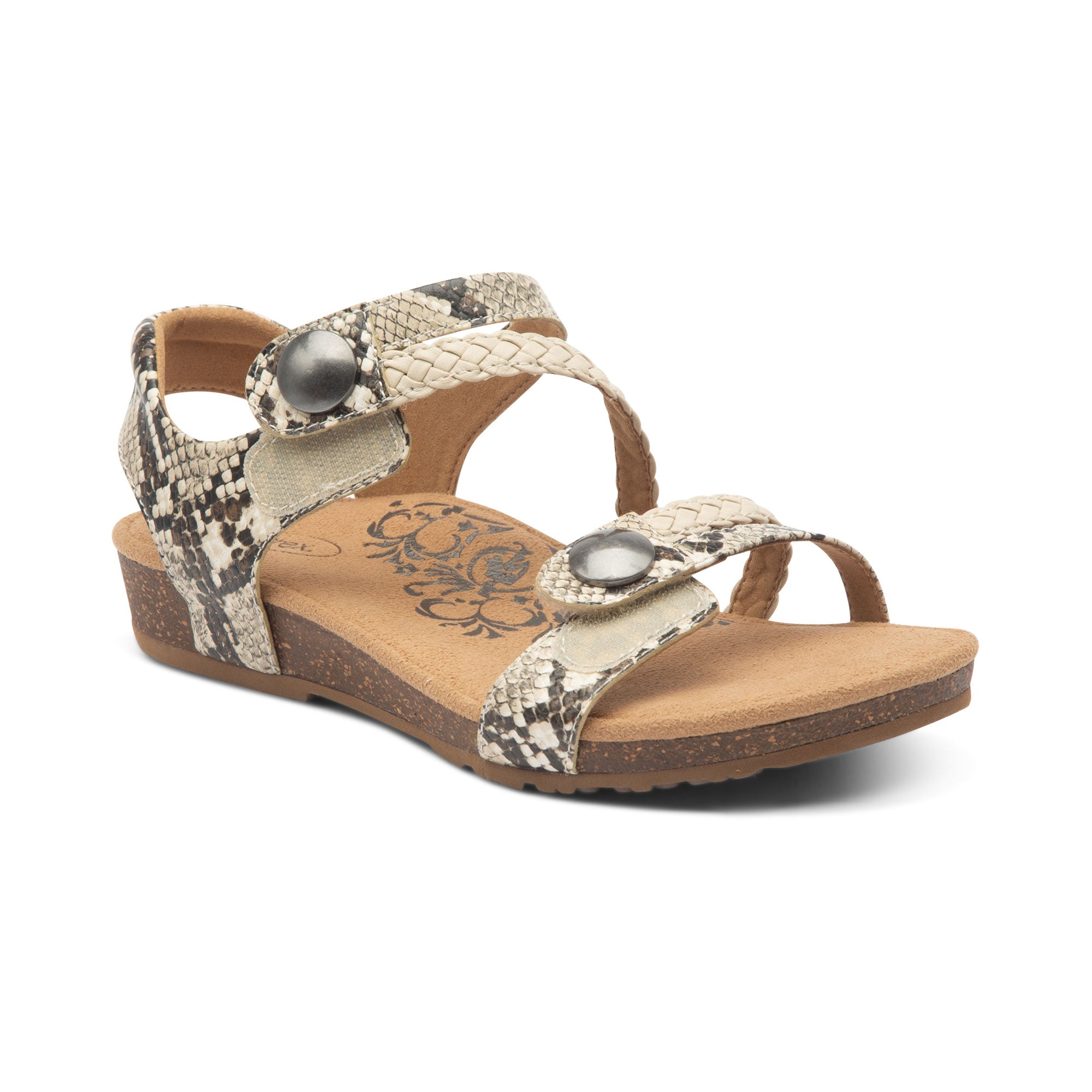 Jillian Braided Quarter Strap Sandal - Snake – aetrex