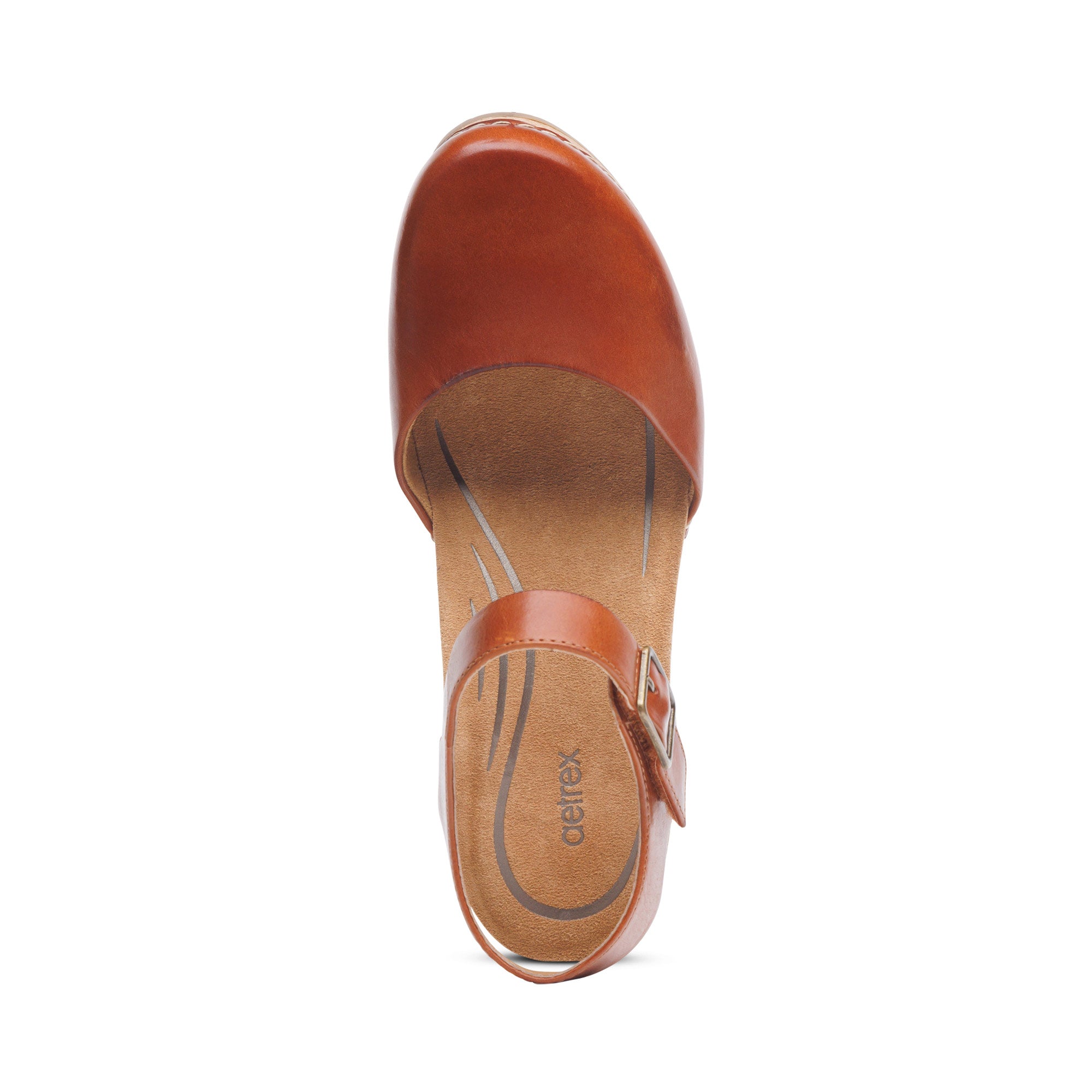Finley Closed Toe Heel Top Angle #color_cognac