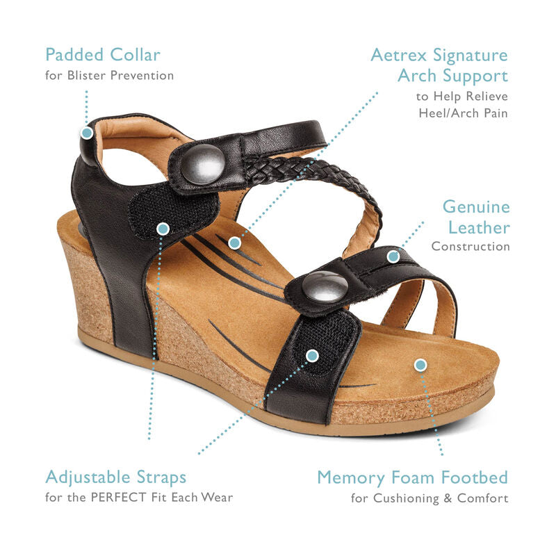 エリック Avril Quarter Strap Wedge - Walnut – aetrex