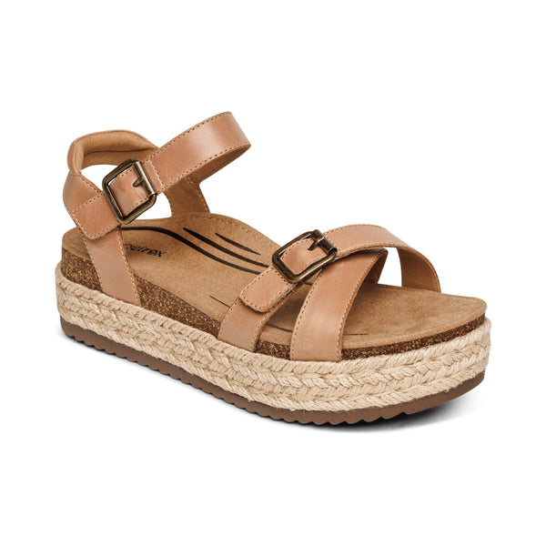 Paula Arch Support Platform Sandal - Camel – aetrex