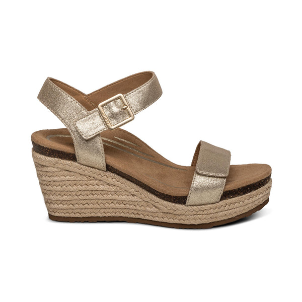 Sydney Quarter Strap Espadrille Wedge - Champagne