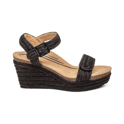 Sydney Quarter Strap Espadrille Wedge Right Angle #color_black-jute