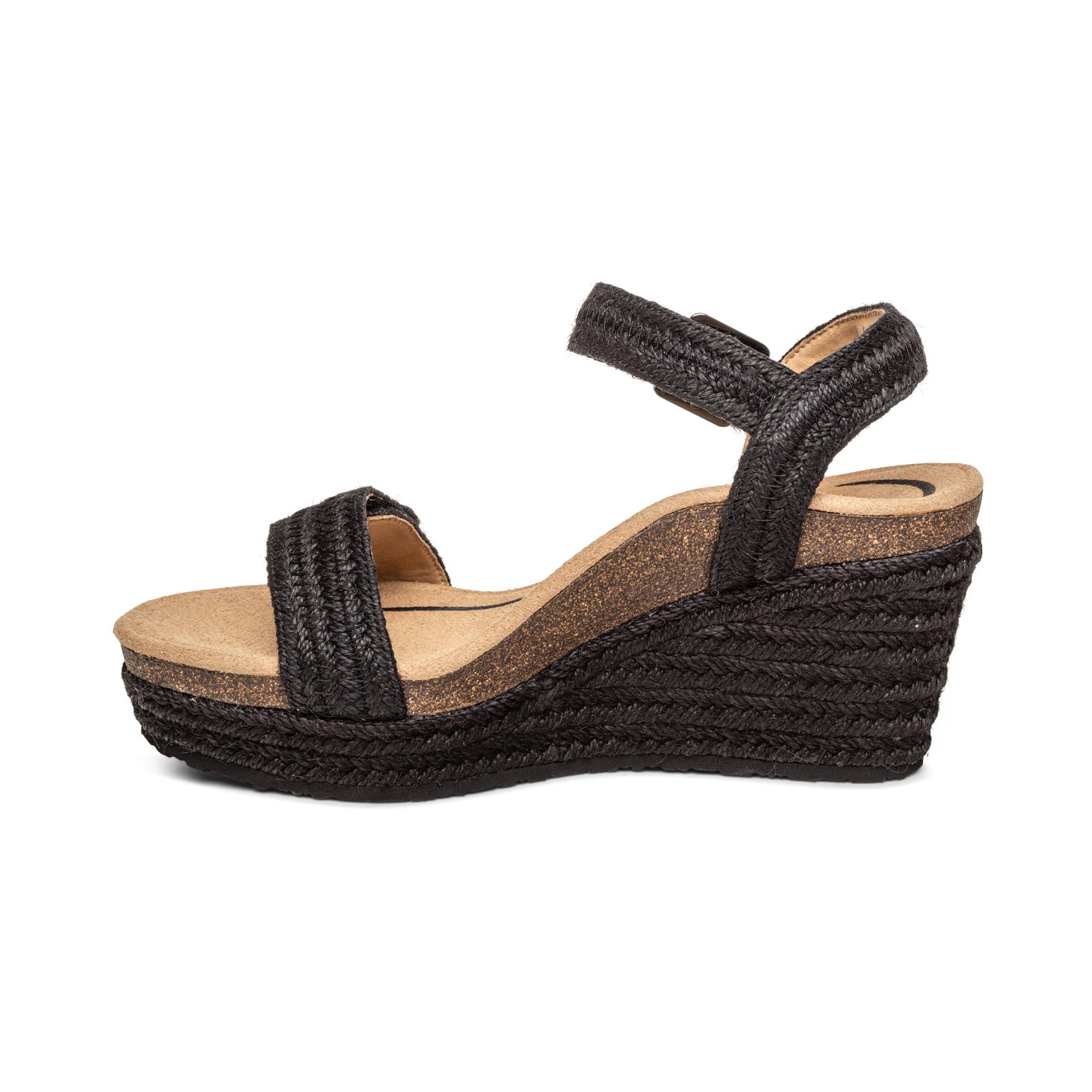 Sydney Quarter Strap Espadrille Wedge Left Angle #color_black-jute