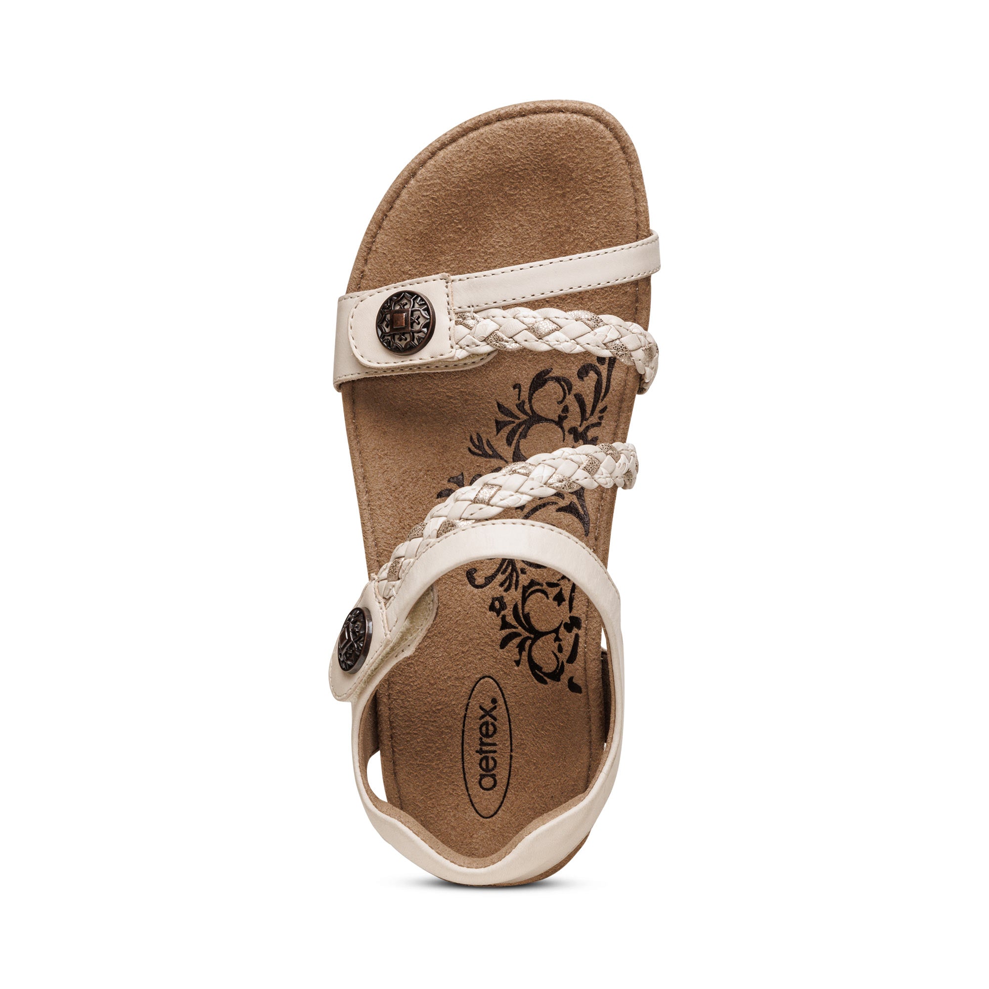 Jillian Braided Quarter Strap Sandal - Ivory – aetrex