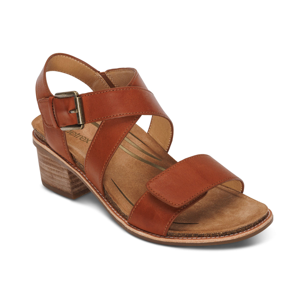 Kristin Arch Support Block Heel - Cognac – aetrex