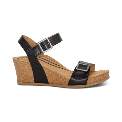 Lexa Quarter Strap Wedge #color_black leather