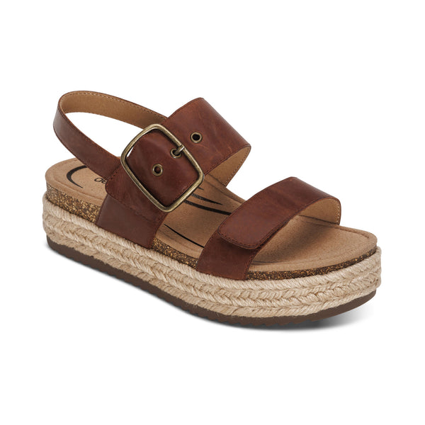 カナダ　ドルコイン Vania Arch Support Platform Sandal - Walnut – aetrex