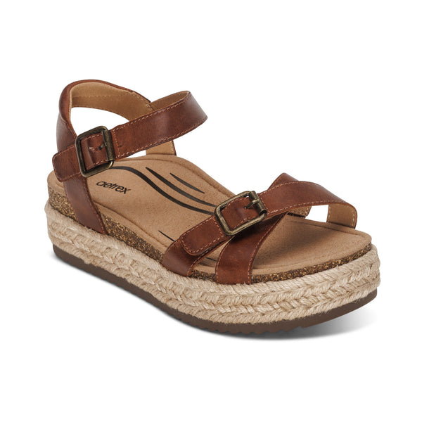 Paula Arch Support Platform Sandal in Walnut | Comfort by aetrex