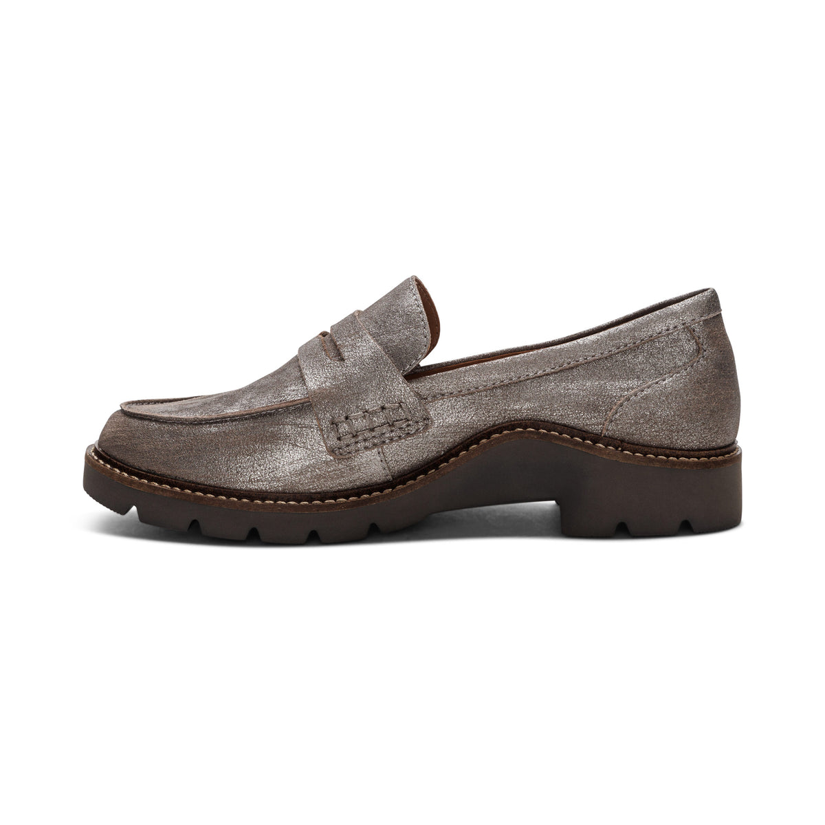 Collette Arch Support Loafer - Brushed Silver – aetrex display picture 1