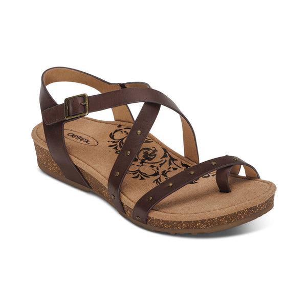 Lauren Quarter Strap Sandal - Coffee – aetrex