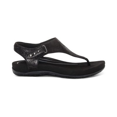 Ellie Adjustable Quarter Strap Thong Sandal #color_black