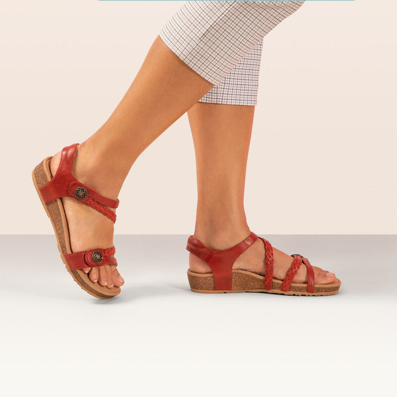 Jillian Braided Quarter Strap Sandal #color_red