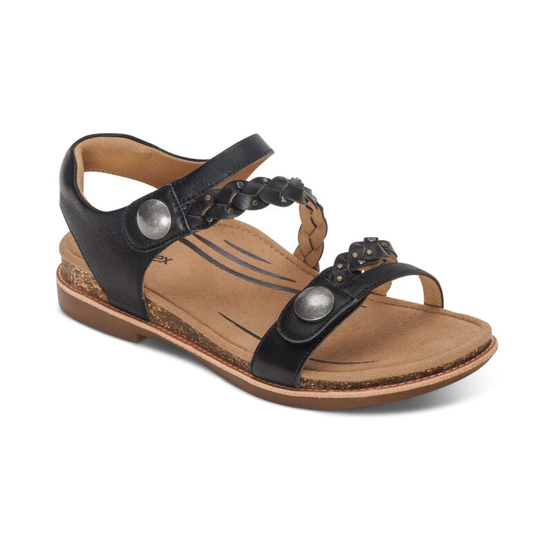 Aetrex Jenn Quarter Strap Sandal - Black