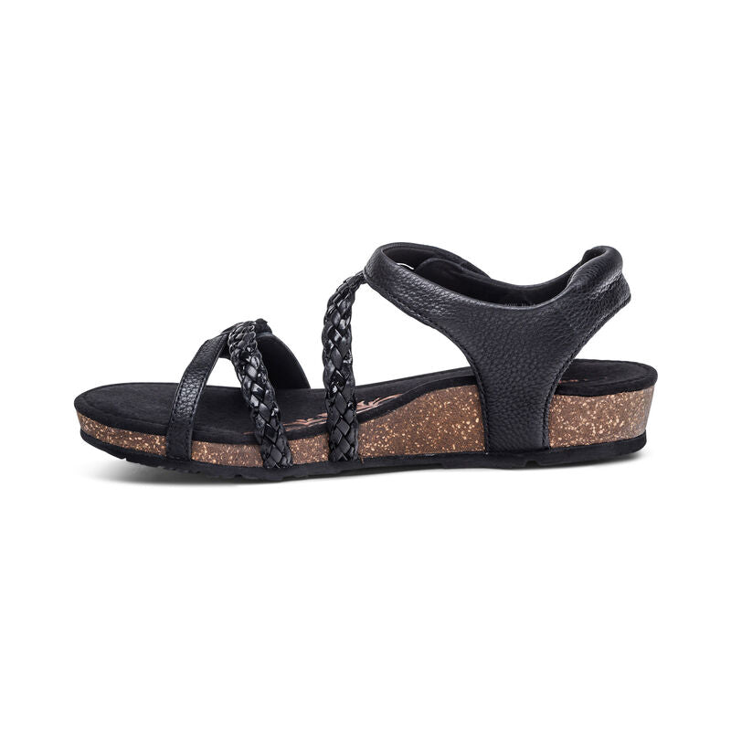 Jillian Braided Quarter Strap Sandal - Black – aetrex
