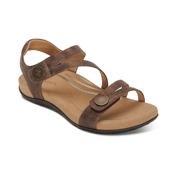 Jess Adjustable Quarter Strap Sandal - Bronze – aetrex Jess Adjustable Quarter Strap Sandal - Bronze – aetrex