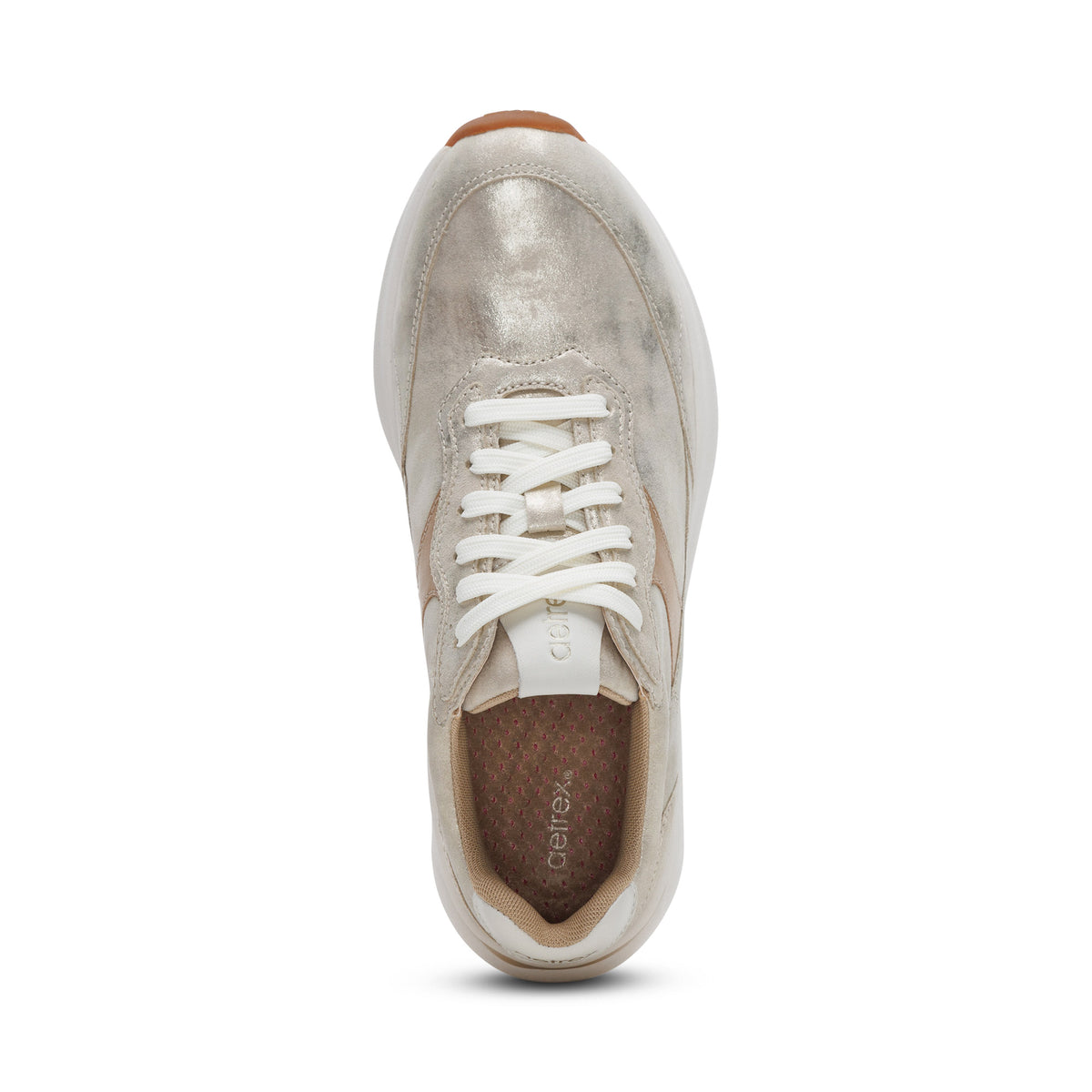 Emily Lace Up Sneakers Top Angle #color_champagne