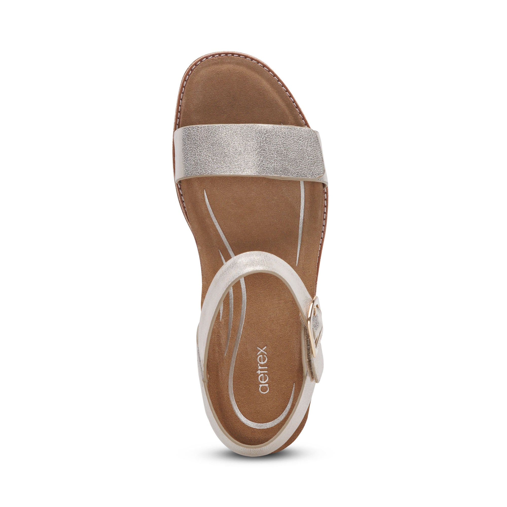 Mae Adjustable Quarter Strap Heel Top Angle #color_champagne