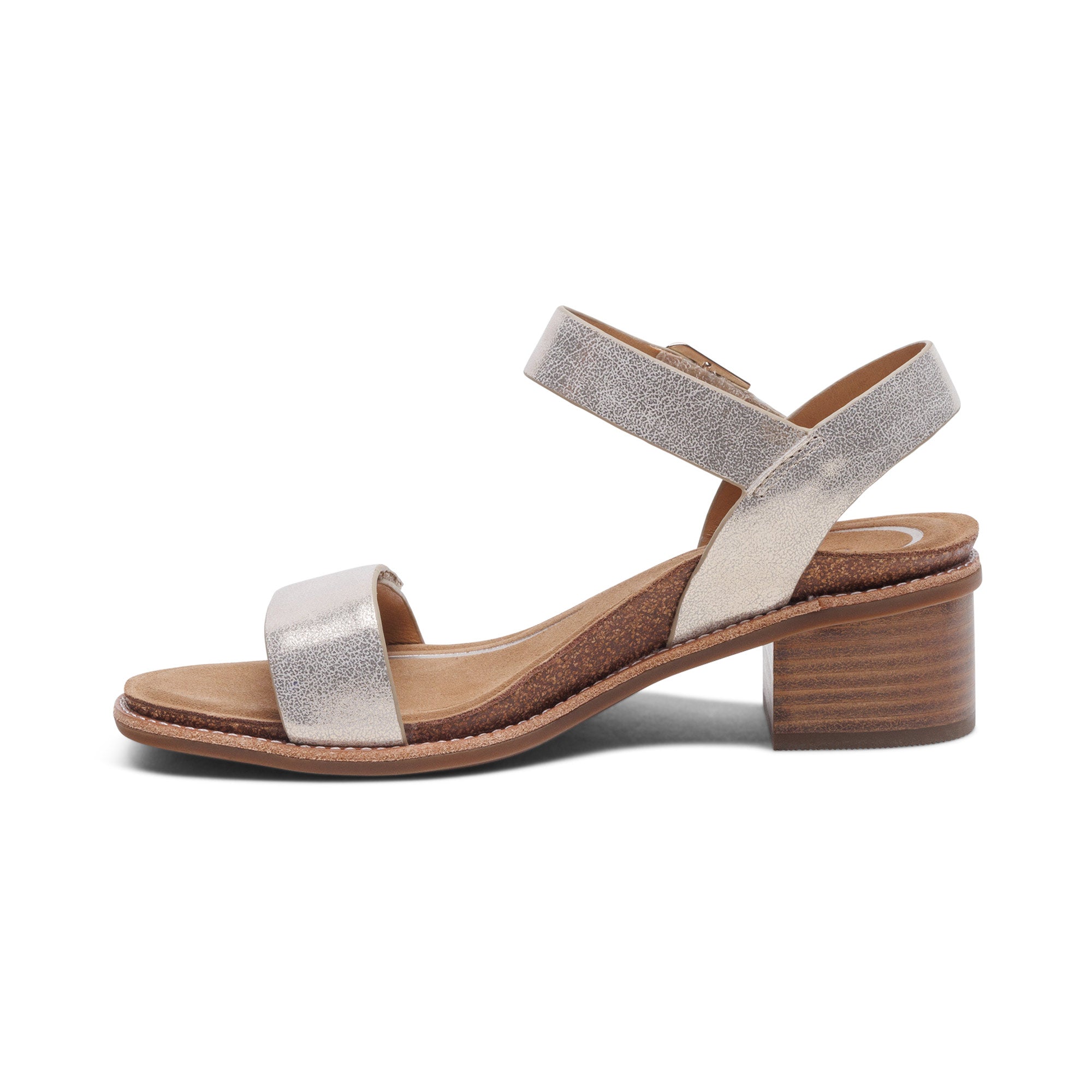 Mae Adjustable Quarter Strap Heel Left Angle #color_champagne