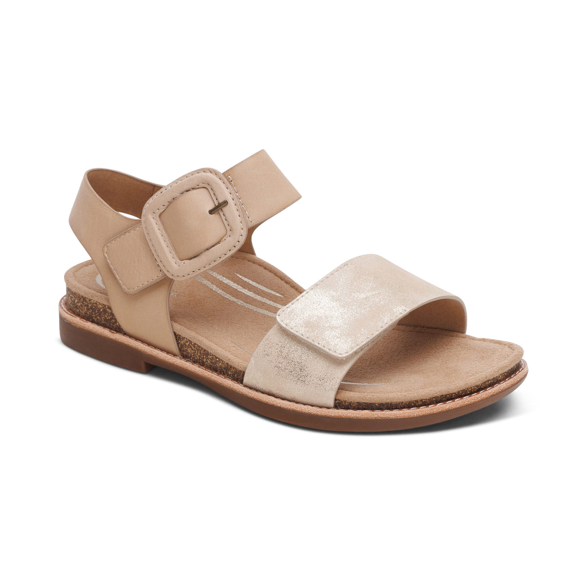 Aetrex Claire Quarter Strap Sandal - Champagne