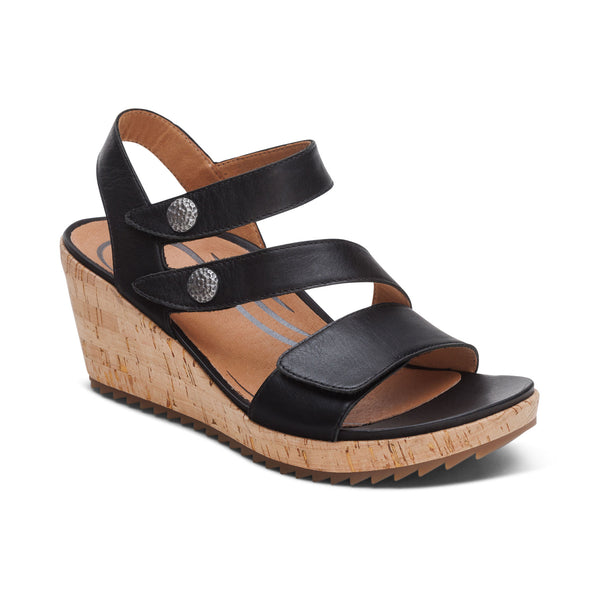 Madelyn Quarter Strap Wedge - Black – aetrex