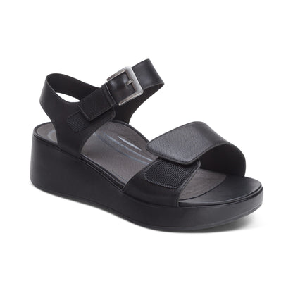 Ariel Adjustable Quarter Strap Wedge  #color_black