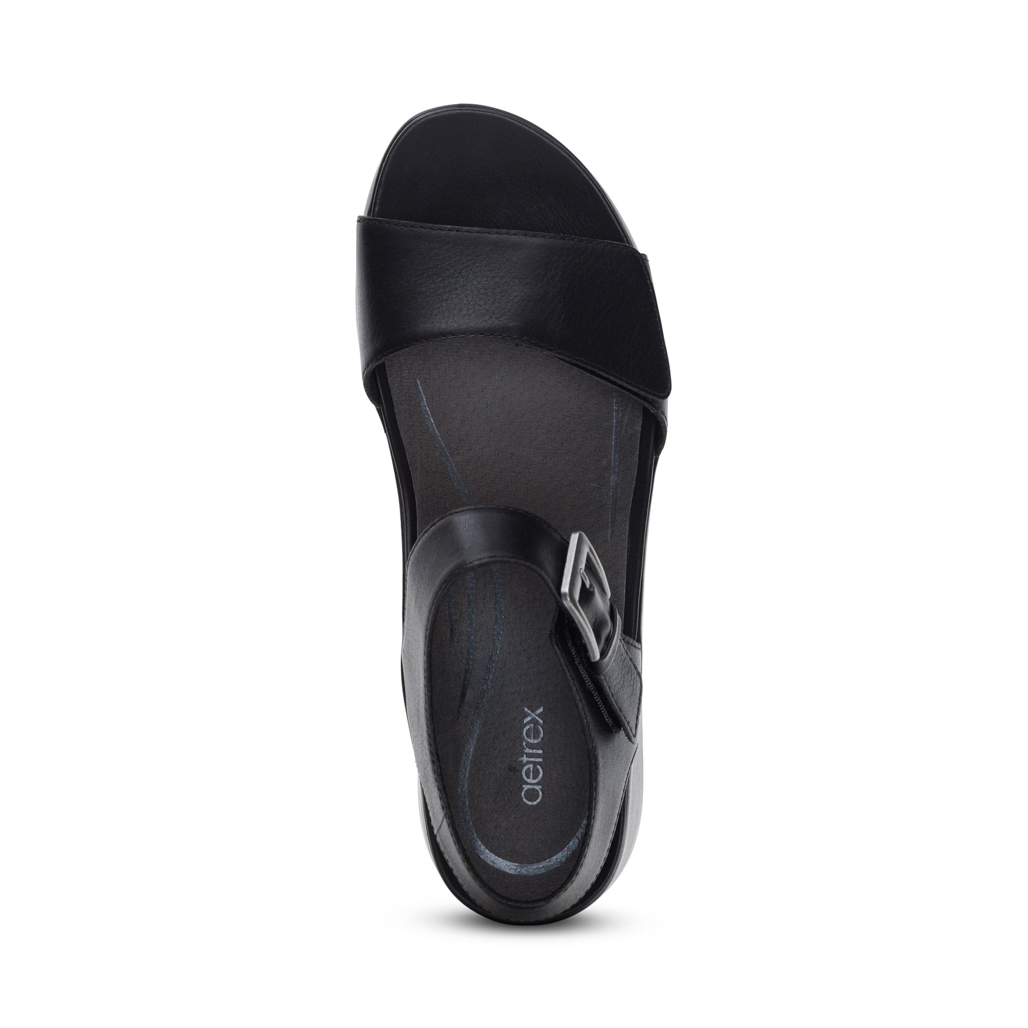 Ariel Adjustable Quarter Strap Wedge  #color_black