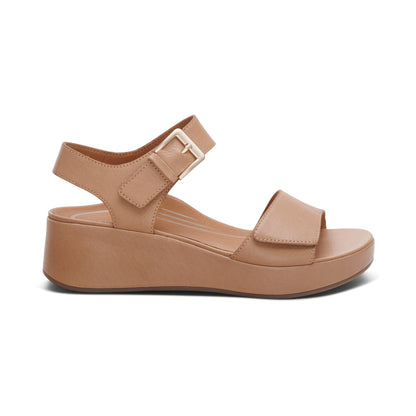 Ariel Adjustable Quarter Strap Wedge  #color_sand