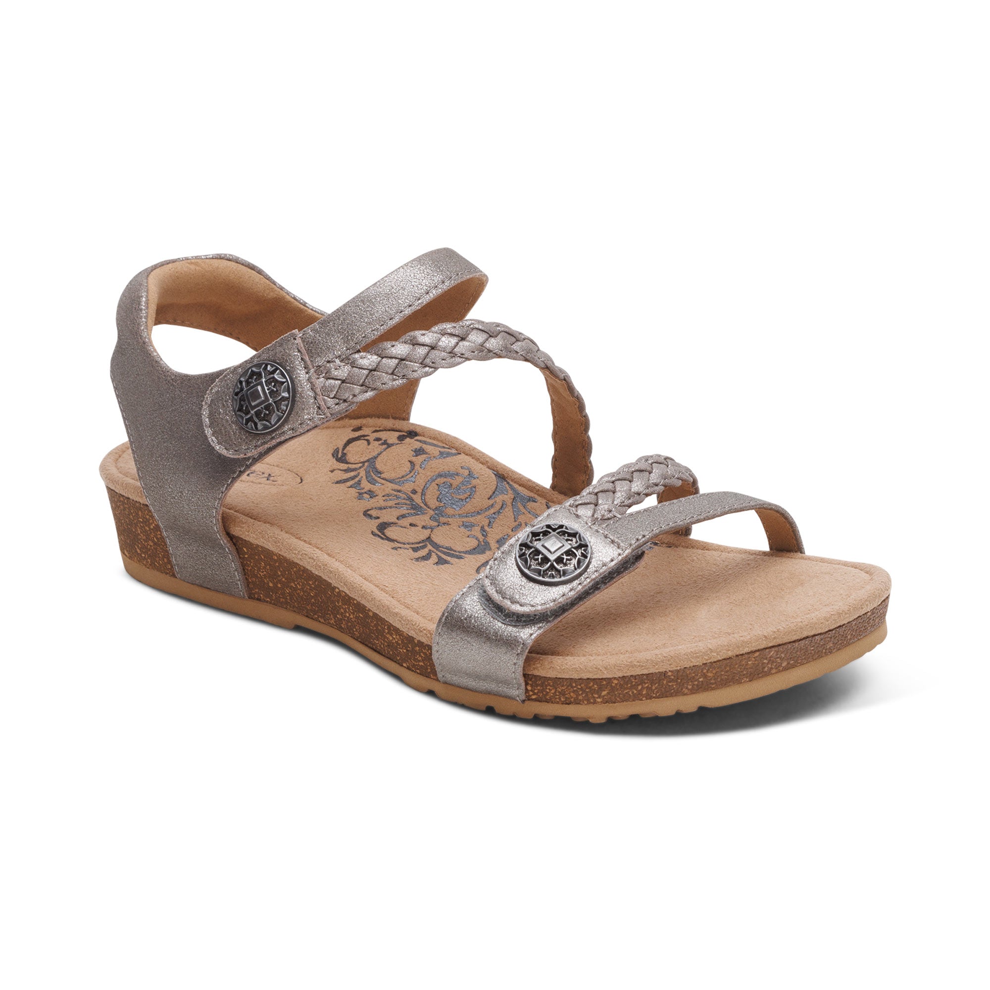 Jillian Braided Quarter Strap Sandal #color_brushed silver