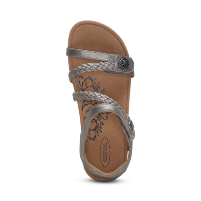 Jillian Braided Quarter Strap Sandal #color_brushed silver